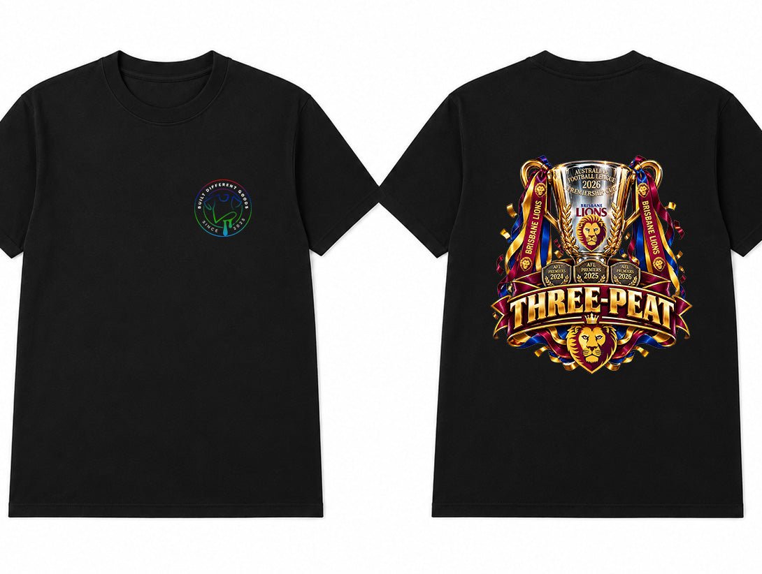 BDG Graphic T-Shirt - AFL Grand Final Winners Brisbane Lions Three-Peat - Built Different Goods