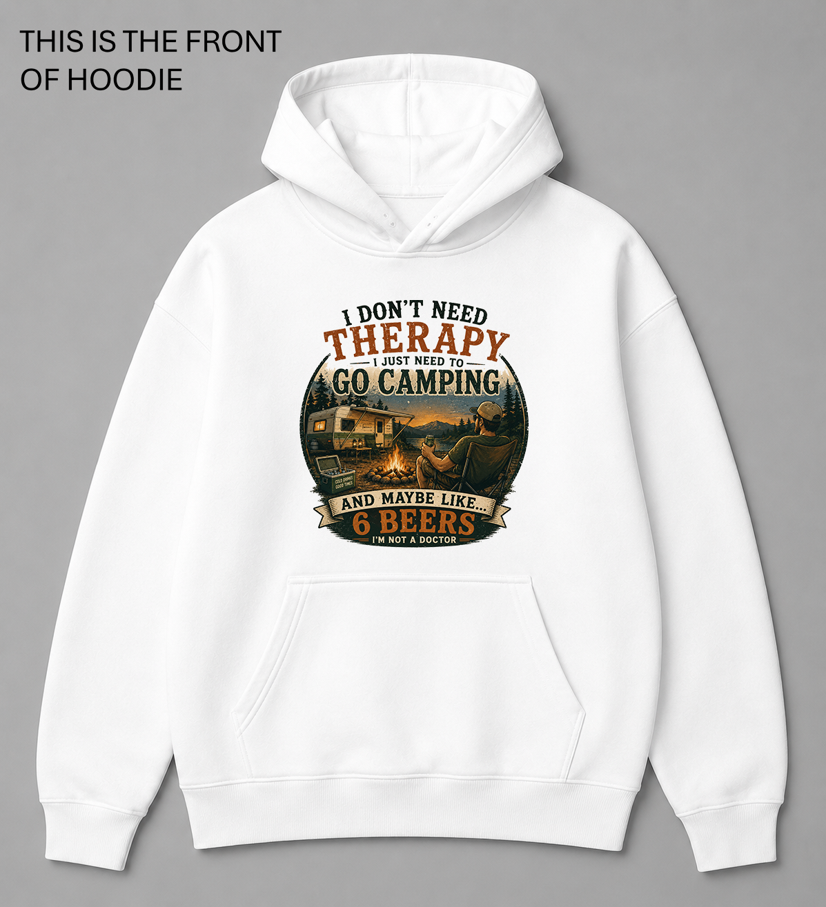 BDG Graphic Hoodie - Camping is my Therapy
