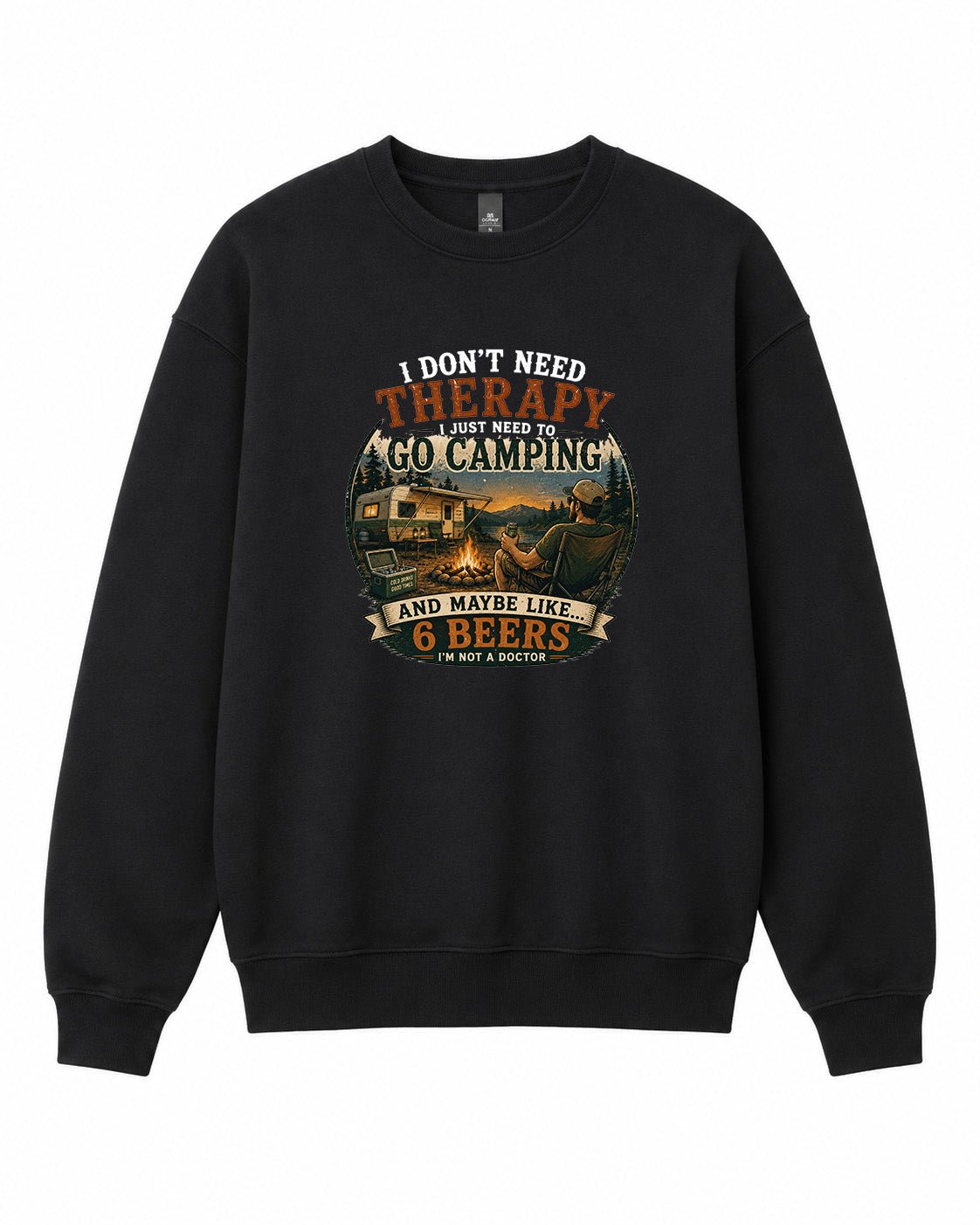 BDG Crew Neck Sweatshirt - Camping is my therapy - Built Different Goods