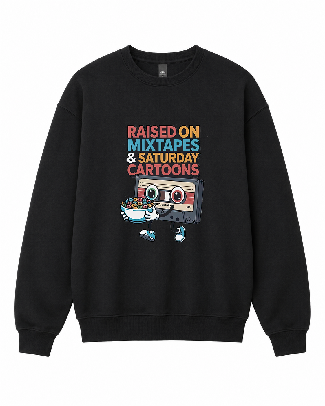 BDG Crew Neck Sweatshirt  - Raised on Mixed tapes and cartoons