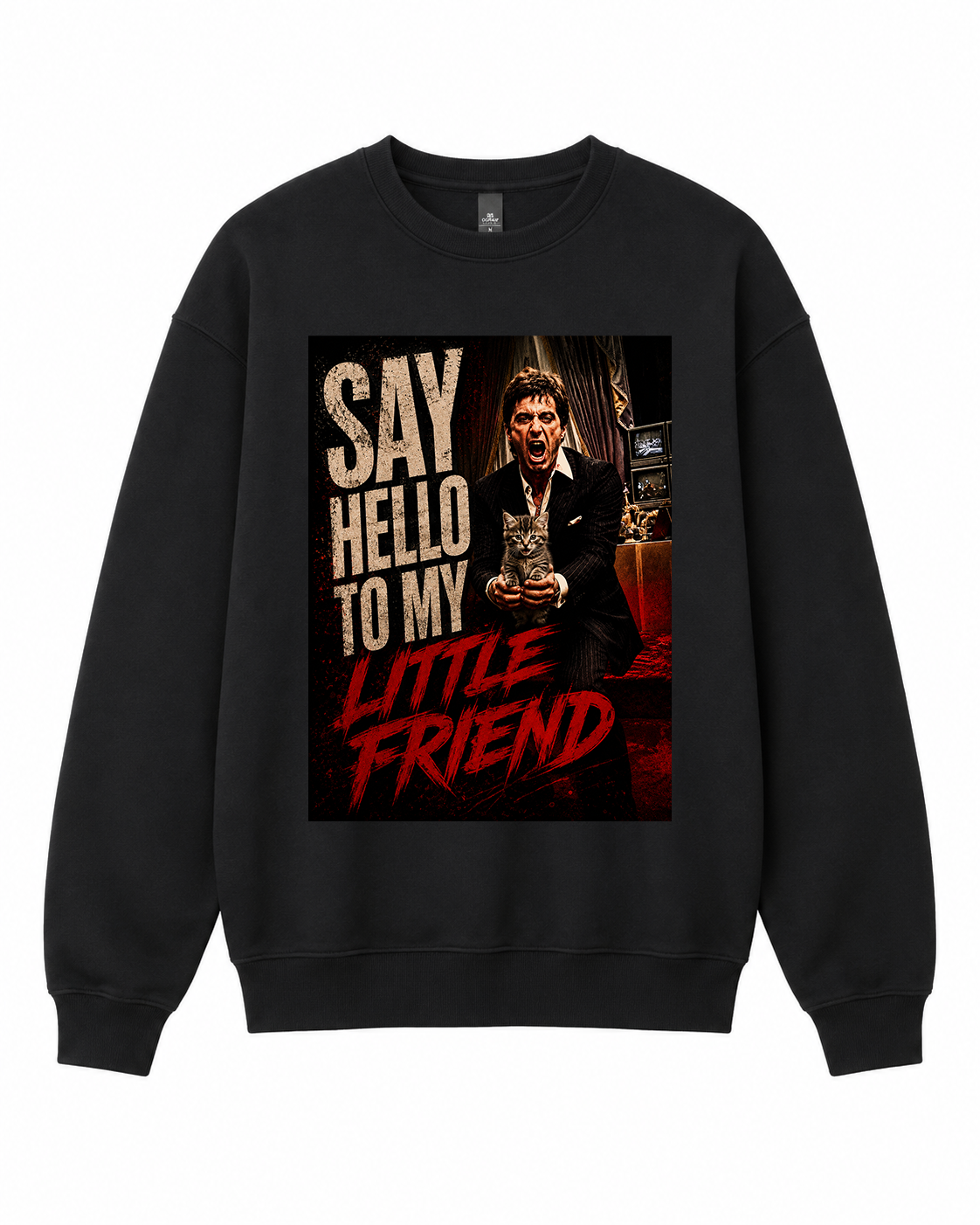 BDG Crew Neck Sweatshirt  -  Say Hello to my little friend -Kitten