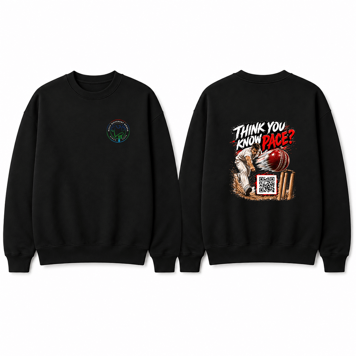 Cricket - QR Think you Know Pace? Graphic Crewneck Sweatshirt - Built Different Goods