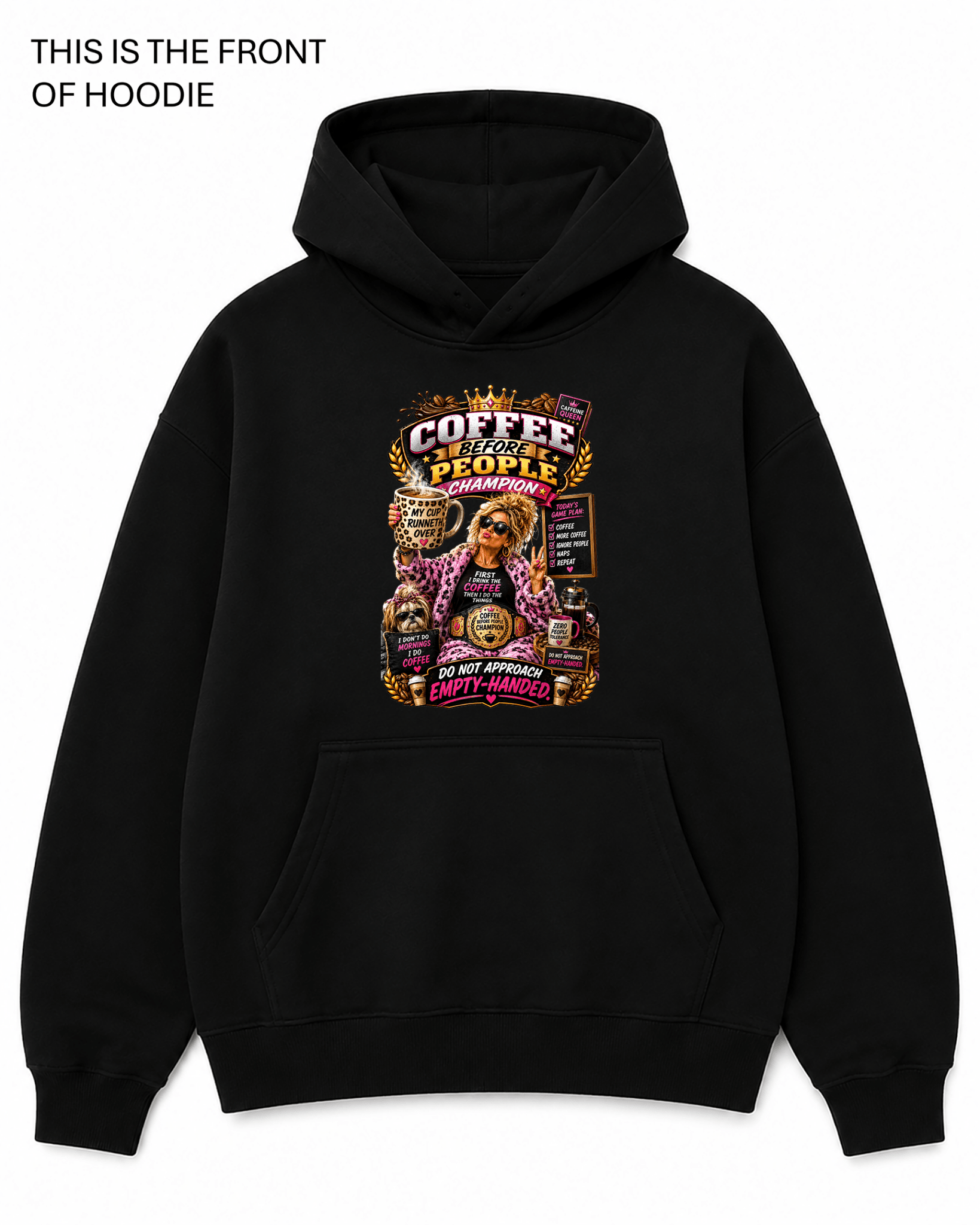 Coffee Before People Graphic Hoodie - Built Different Goods
