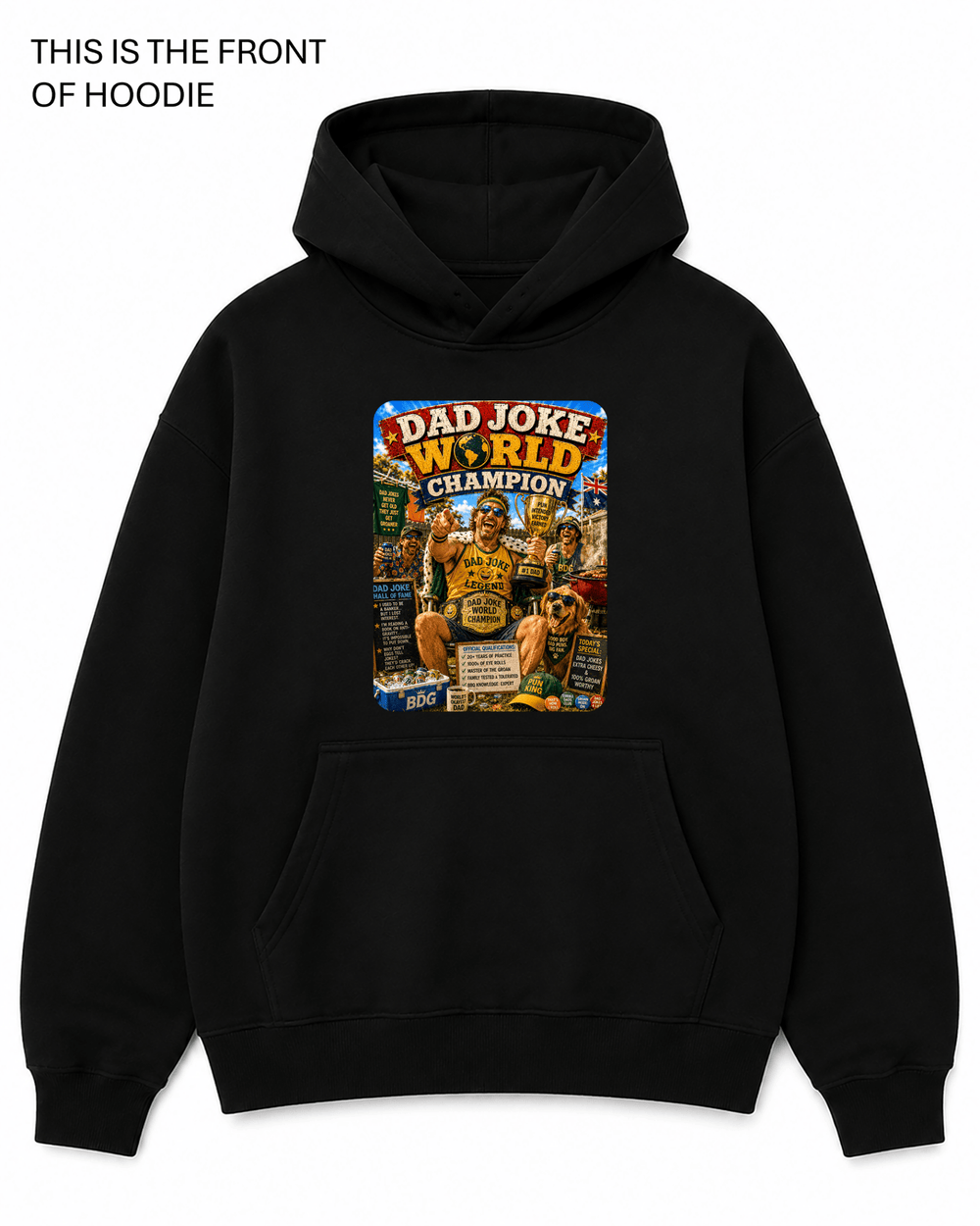 Dad Jokes World Champion Graphic Hoodie - Built Different Goods