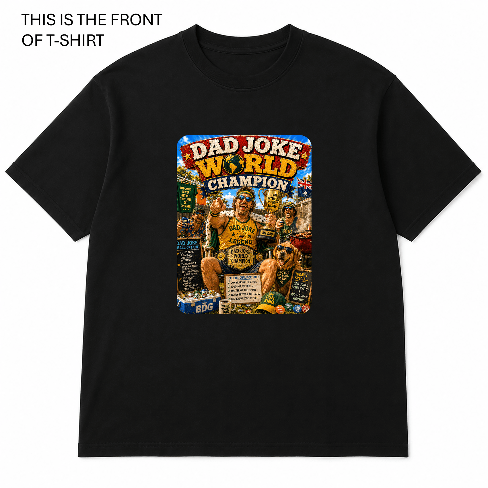 Dad Jokes World Champion Graphic T-Shirt - Built Different Goods