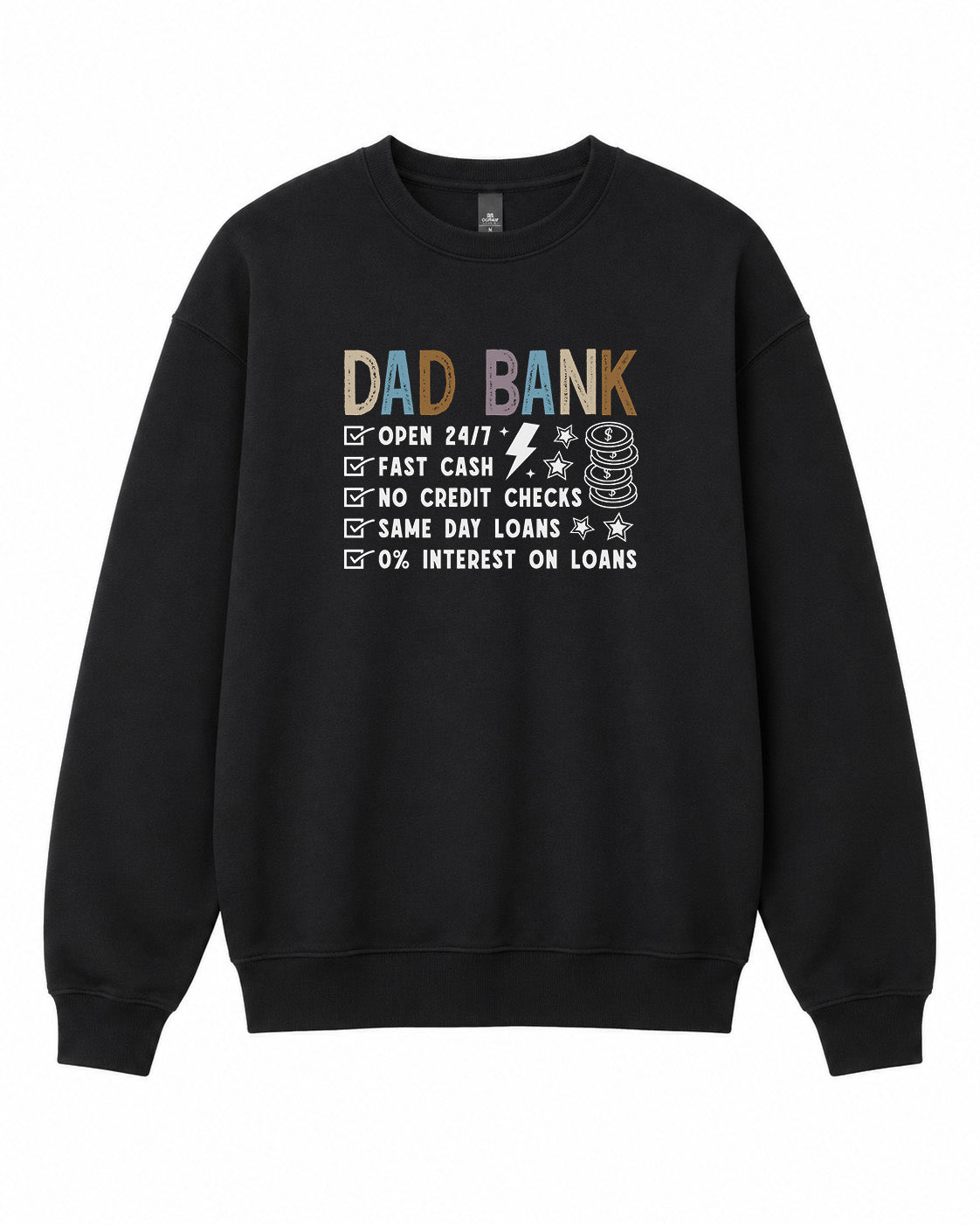 BDG Crew Neck Sweatshirt - Dad Bank - Built Different Goods