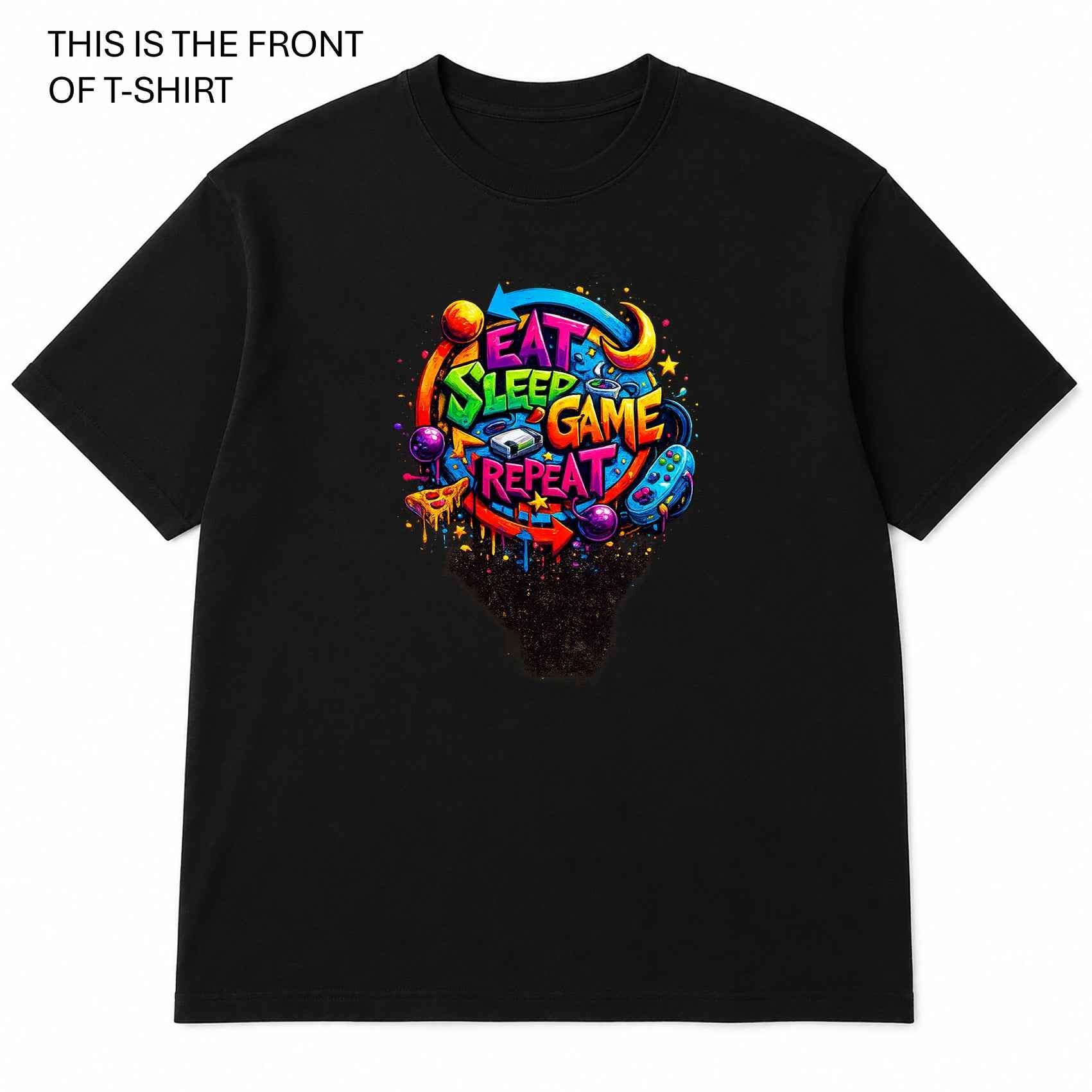 Eat Sleep Game Repeat Graphic T-Shirt