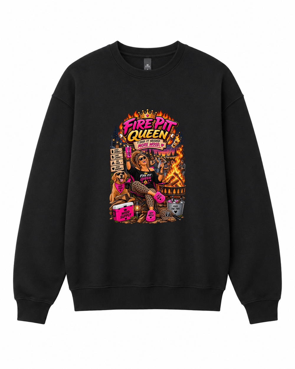 Firepit Queen Graphic Crewneck Sweatshirt - Built Different Goods