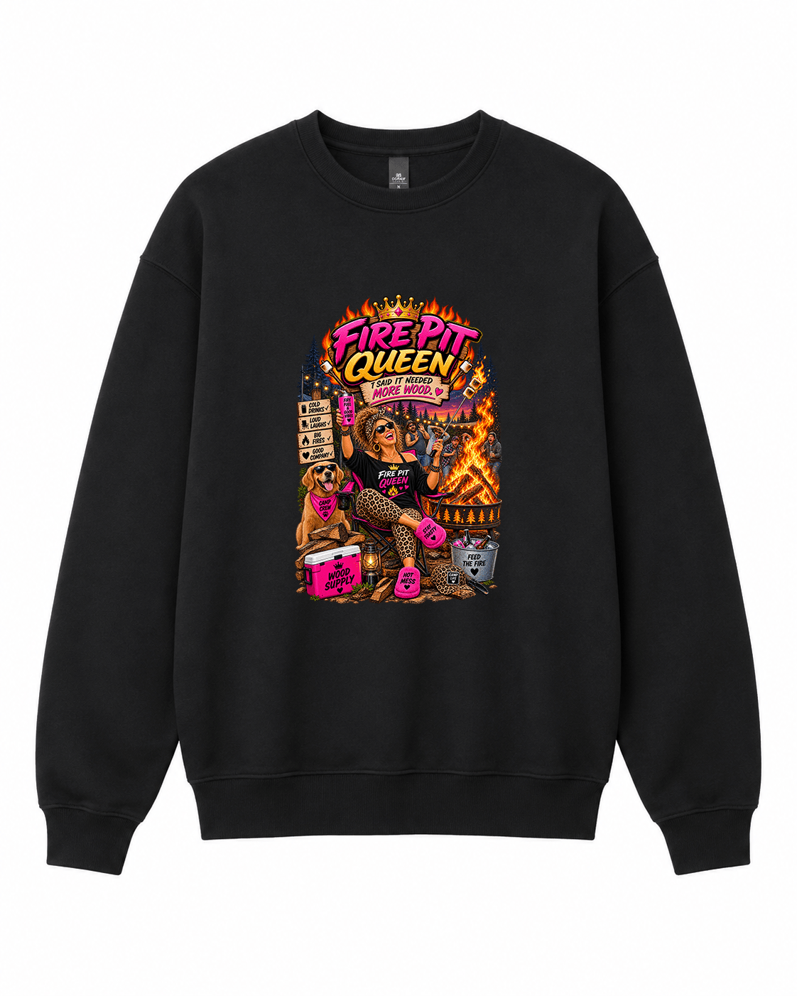 Firepit Queen Graphic Crewneck Sweatshirt - Built Different Goods