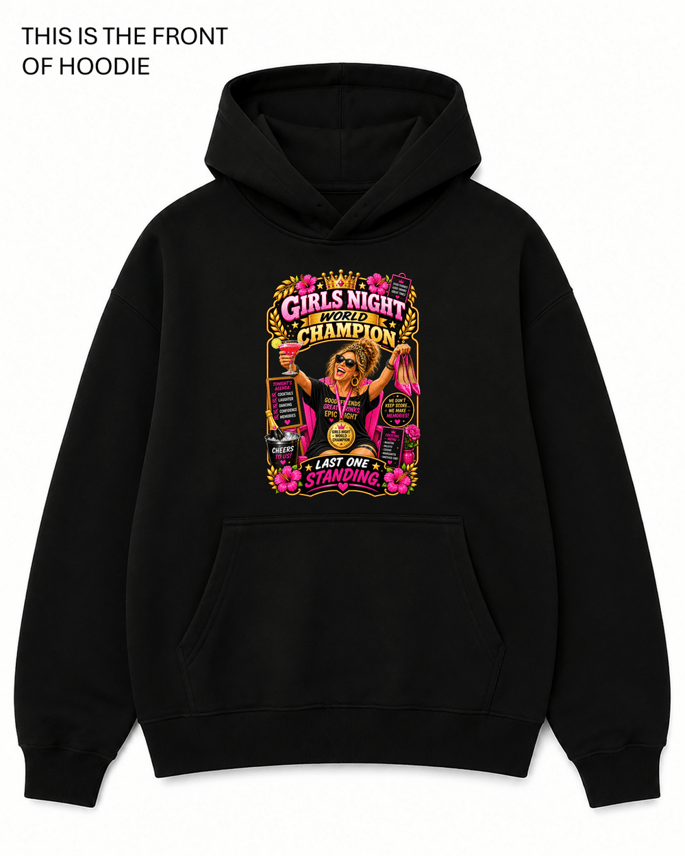 Girl's Night World Champion Graphic Hoodie - Built Different Goods