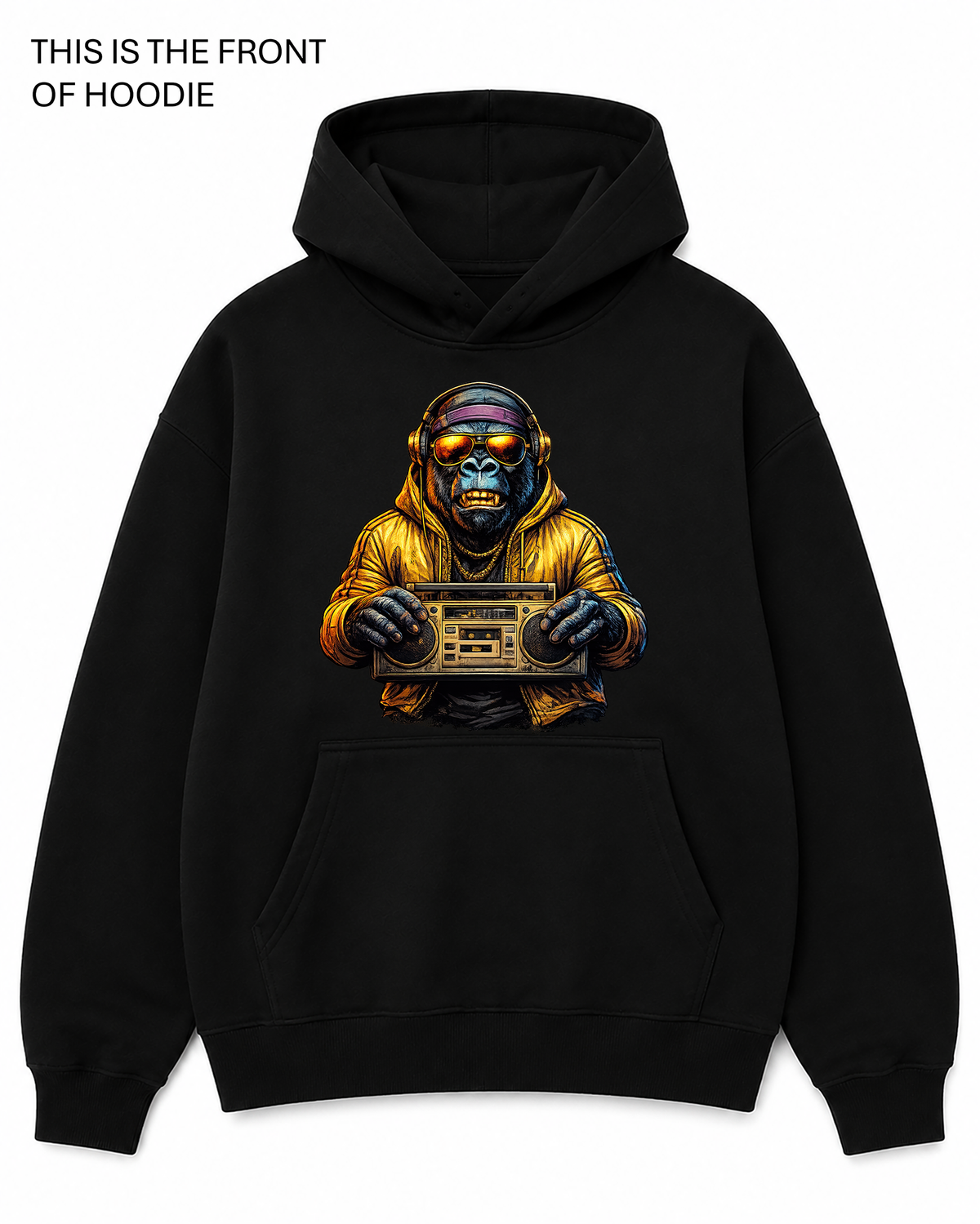 Premium graphic hoodie featuring the Gorilla design by Built Different Goods. Comfortable everyday hoodie available in sizes S to True 5XL.