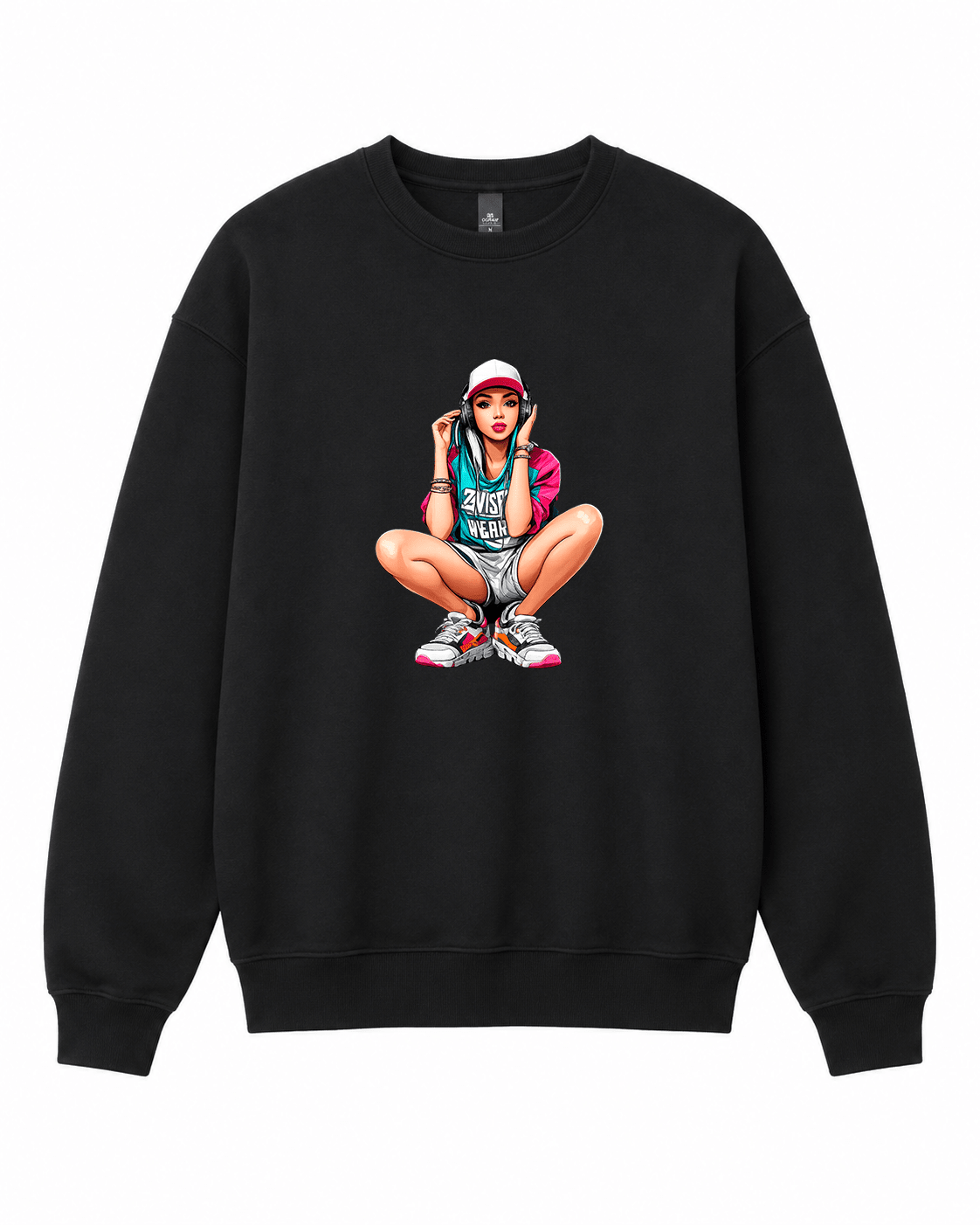 Hip Hop Girl Graphic Crewneck Sweatshirt - Built Different Goods