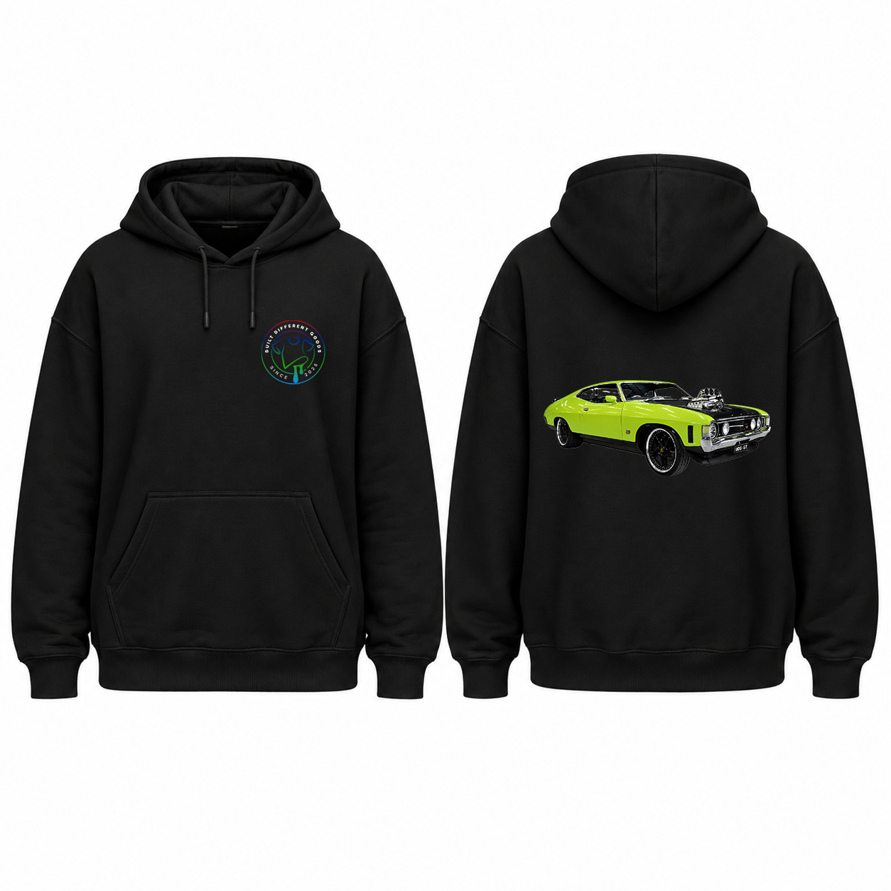 BDG Graphic Hoodie - Ford 1973 XA GT Lime Green