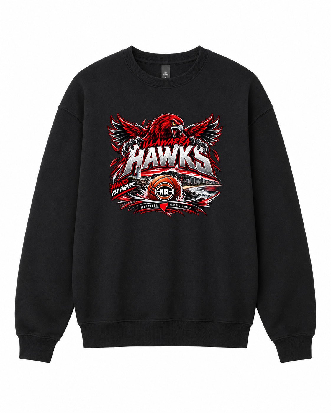 Illawarra Hawks NBL Graphic Crewneck Sweatshirt - Built Different Goods