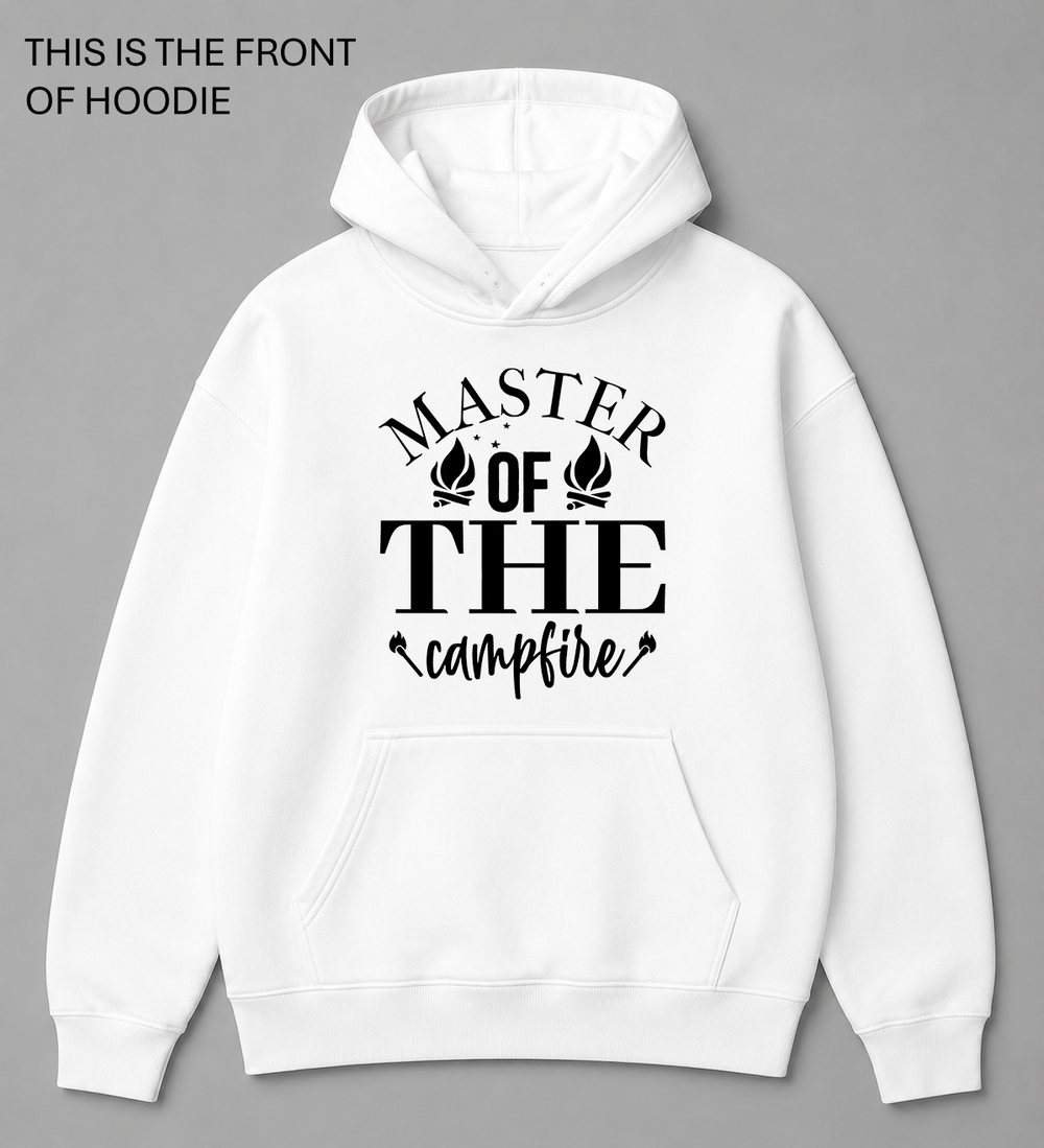 Premium graphic hoodie featuring the Master of the campfire design by Built Different Goods. Comfortable everyday hoodie available in sizes S to True 5XL.