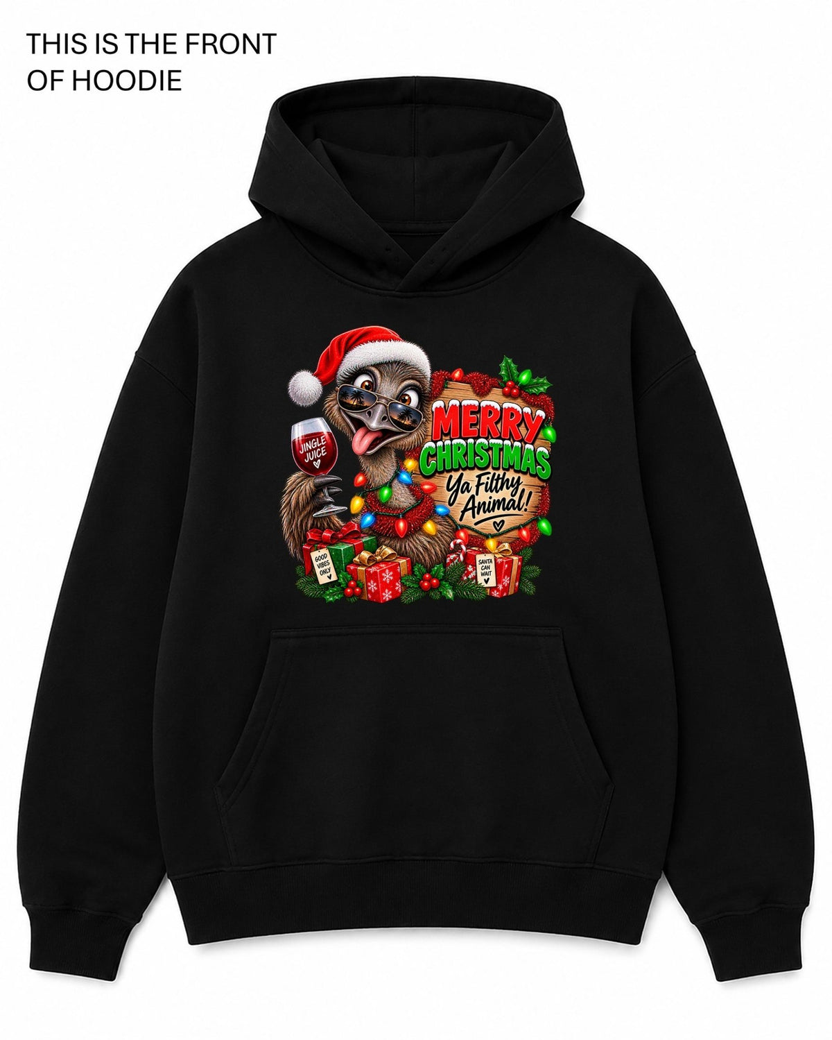 Merry Christmas Ya Filthy Animal Graphic Hoodie - Built Different Goods