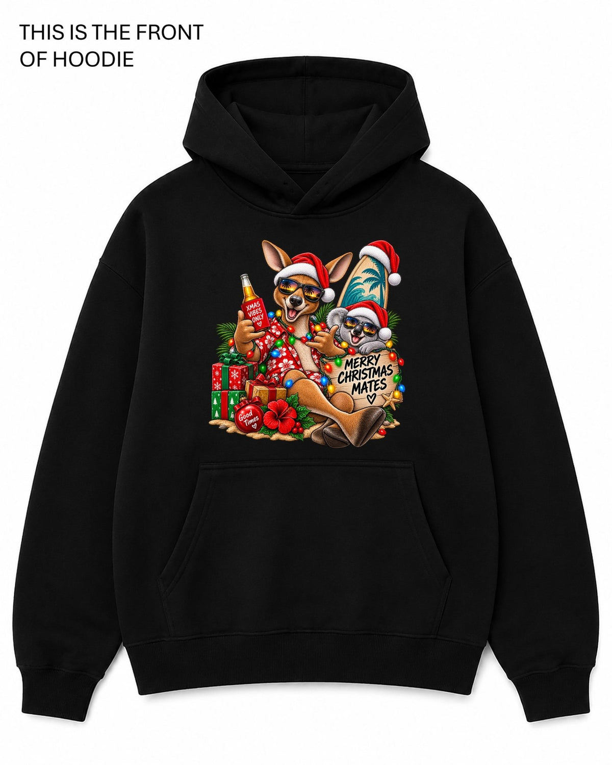 Merry Christmas Mates Graphic Hoodie - Built Different Goods