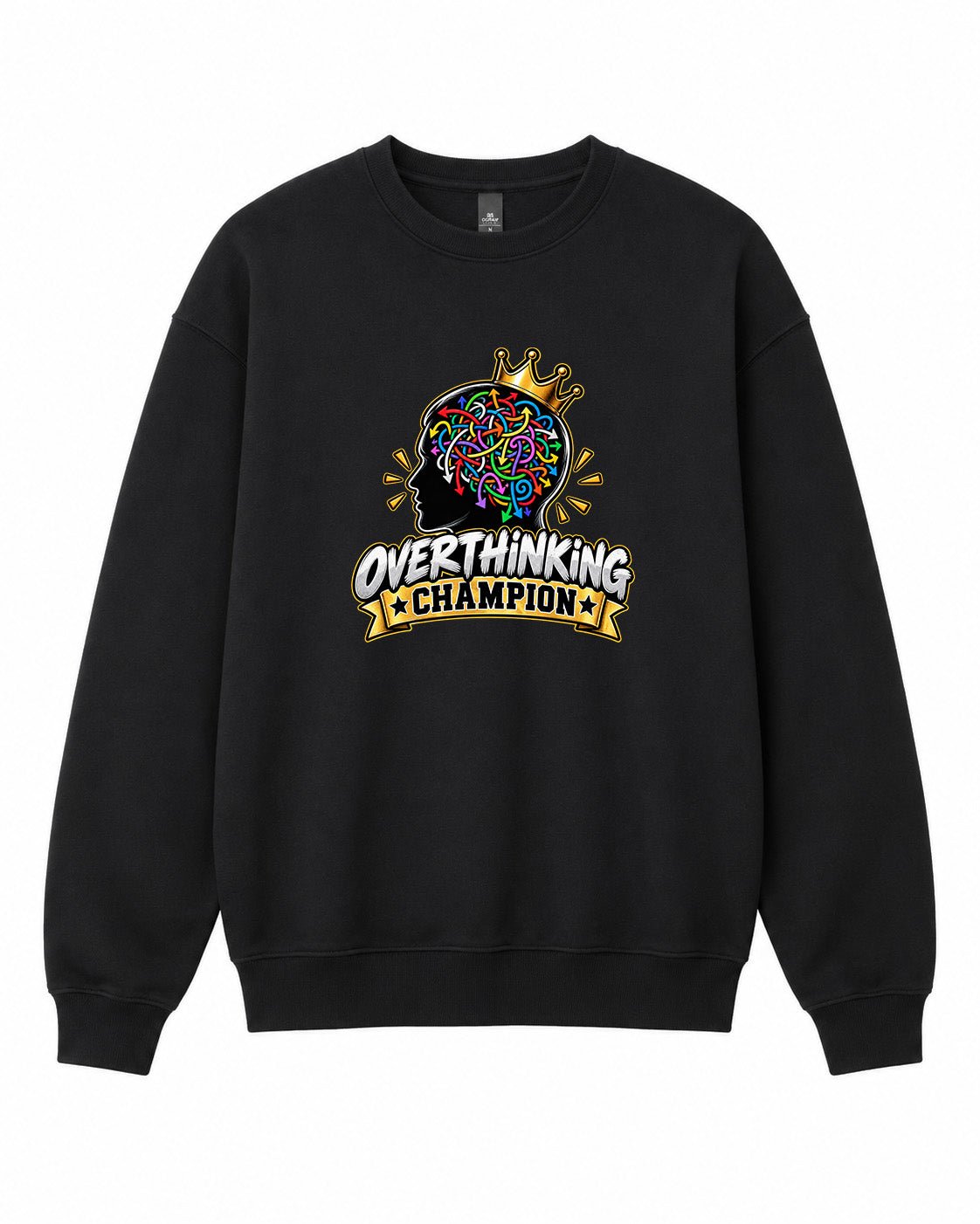 Overthinking Champion Graphic Crewneck Sweatshirt - Built Different Goods