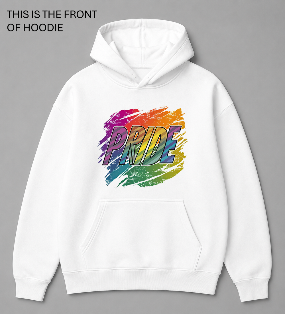 Premium graphic hoodie featuring the Pride design by Built Different Goods. Comfortable everyday hoodie available in sizes S to True 5XL.