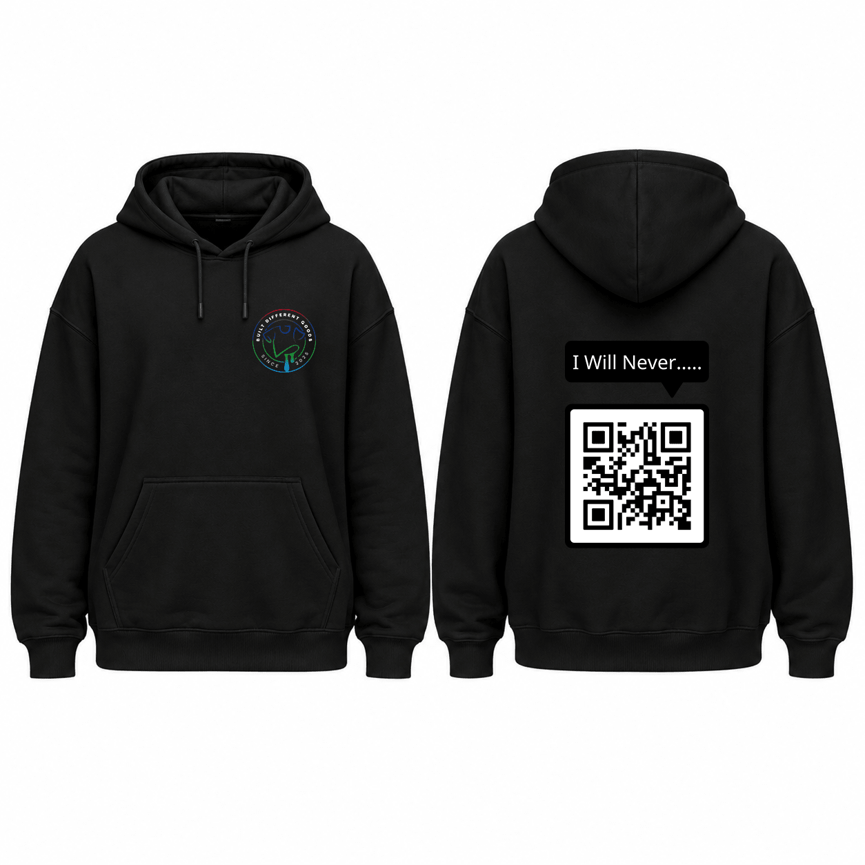 BDG Graphic Hoodie - QR - I will Never - Rick Rolled - Built Different Goods