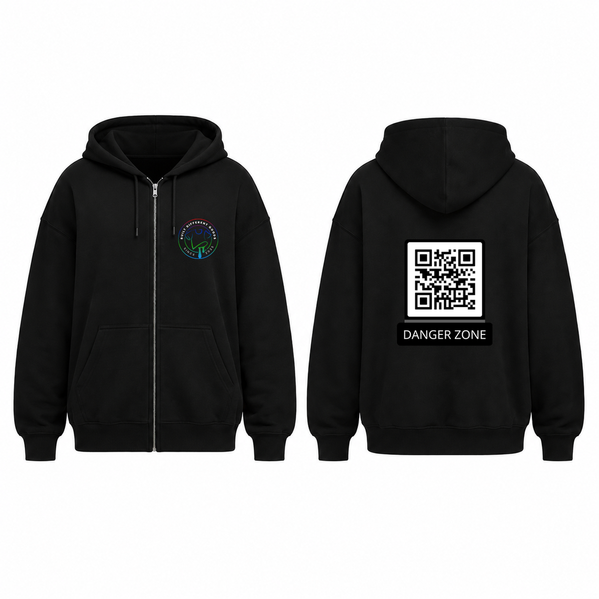 BDG Zip Up Hoodie - QR - Danger Zone