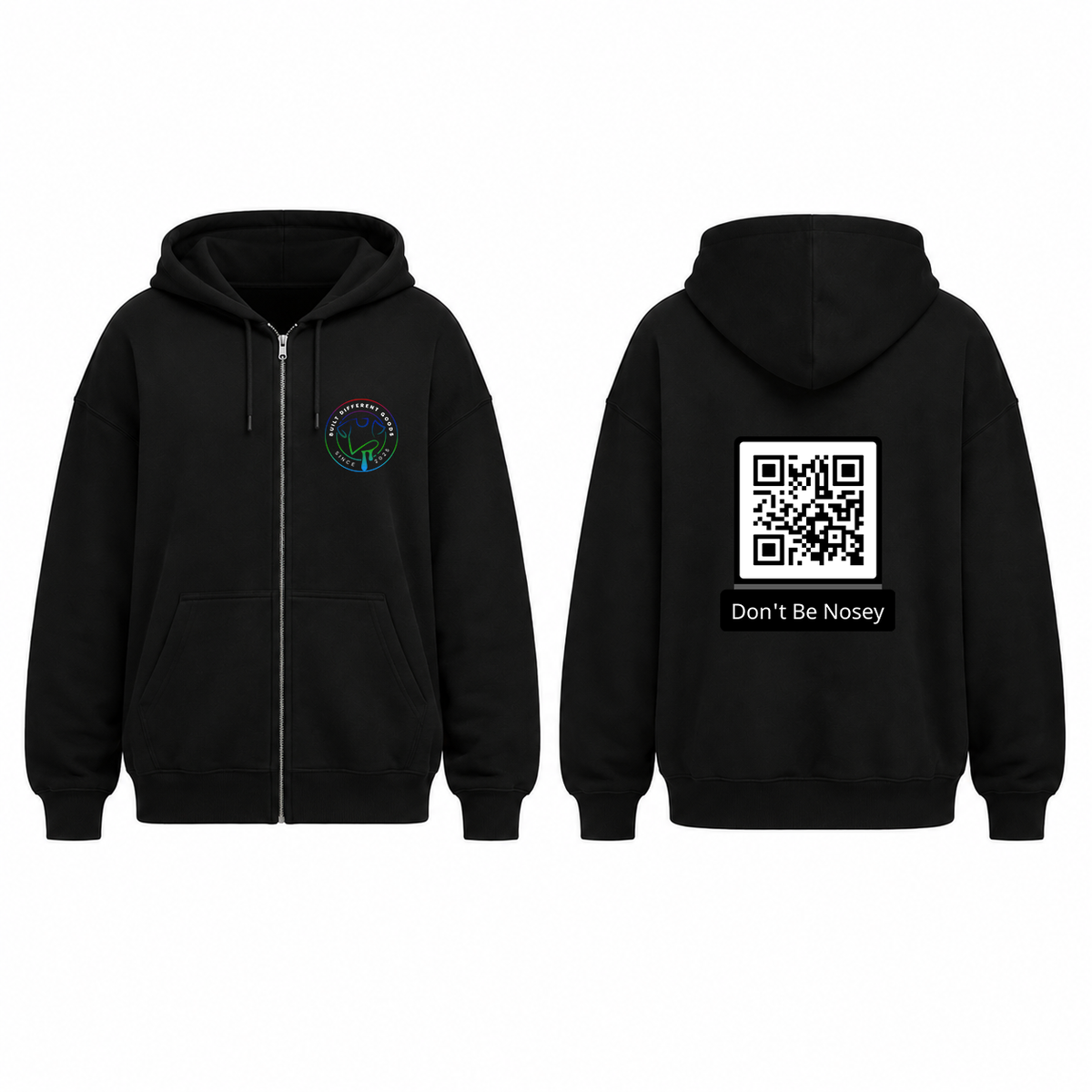 BDG Zip Up Hoodie - QR - Don't be Nosey