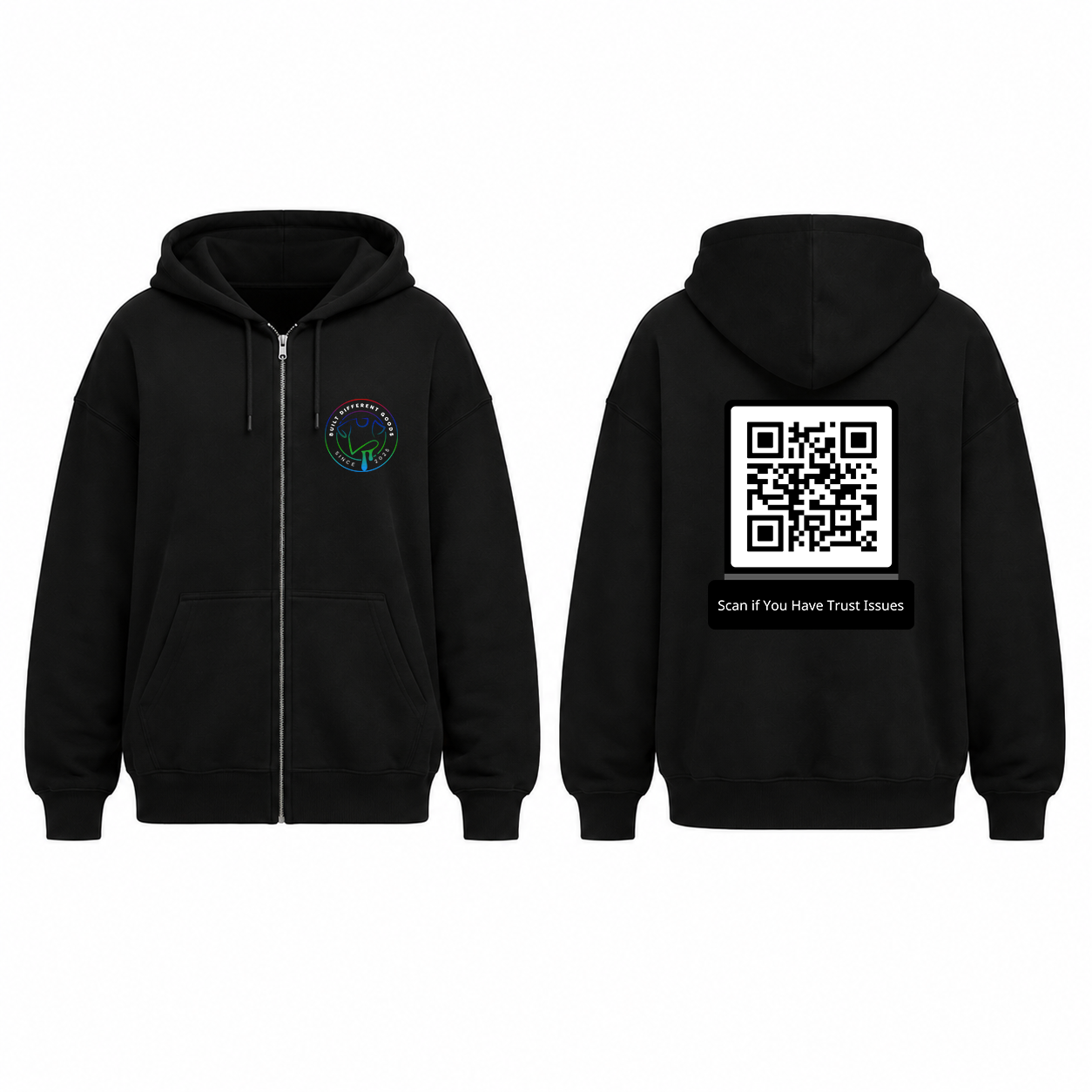 BDG Zip Up Hoodie - QR - Scan if You Have Trust Issues