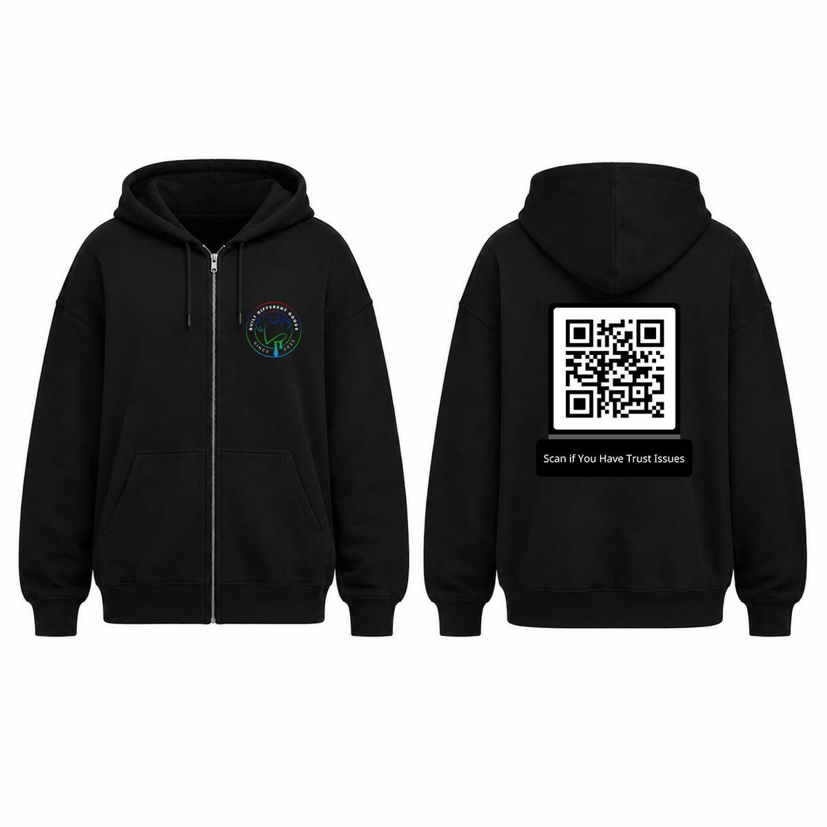 BDG Zip Up Hoodie - QR - Scan if You Have Trust Issues