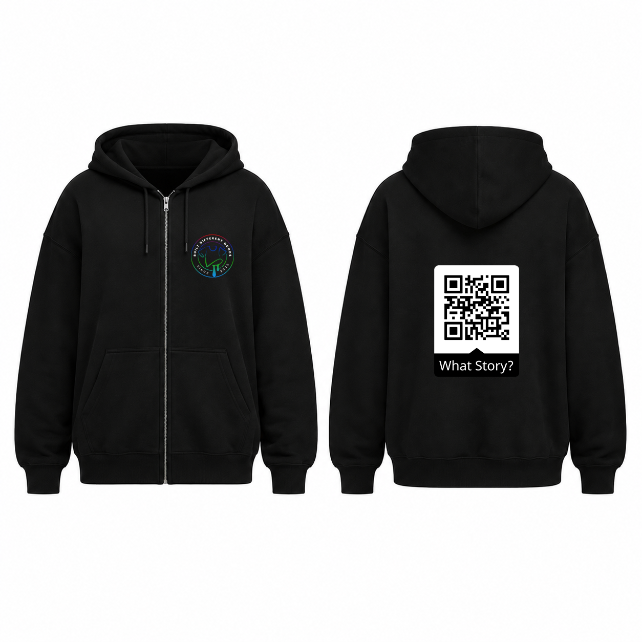 BDG Zip Up Hoodie - QR - What Story?