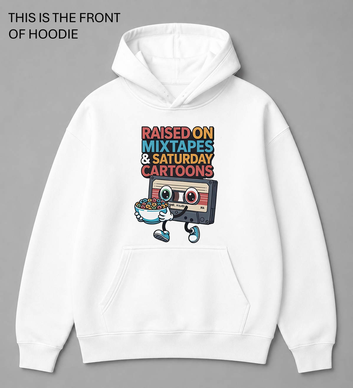 BDG Graphic Hoodie - Raised on Mixed tapes and Cartoons