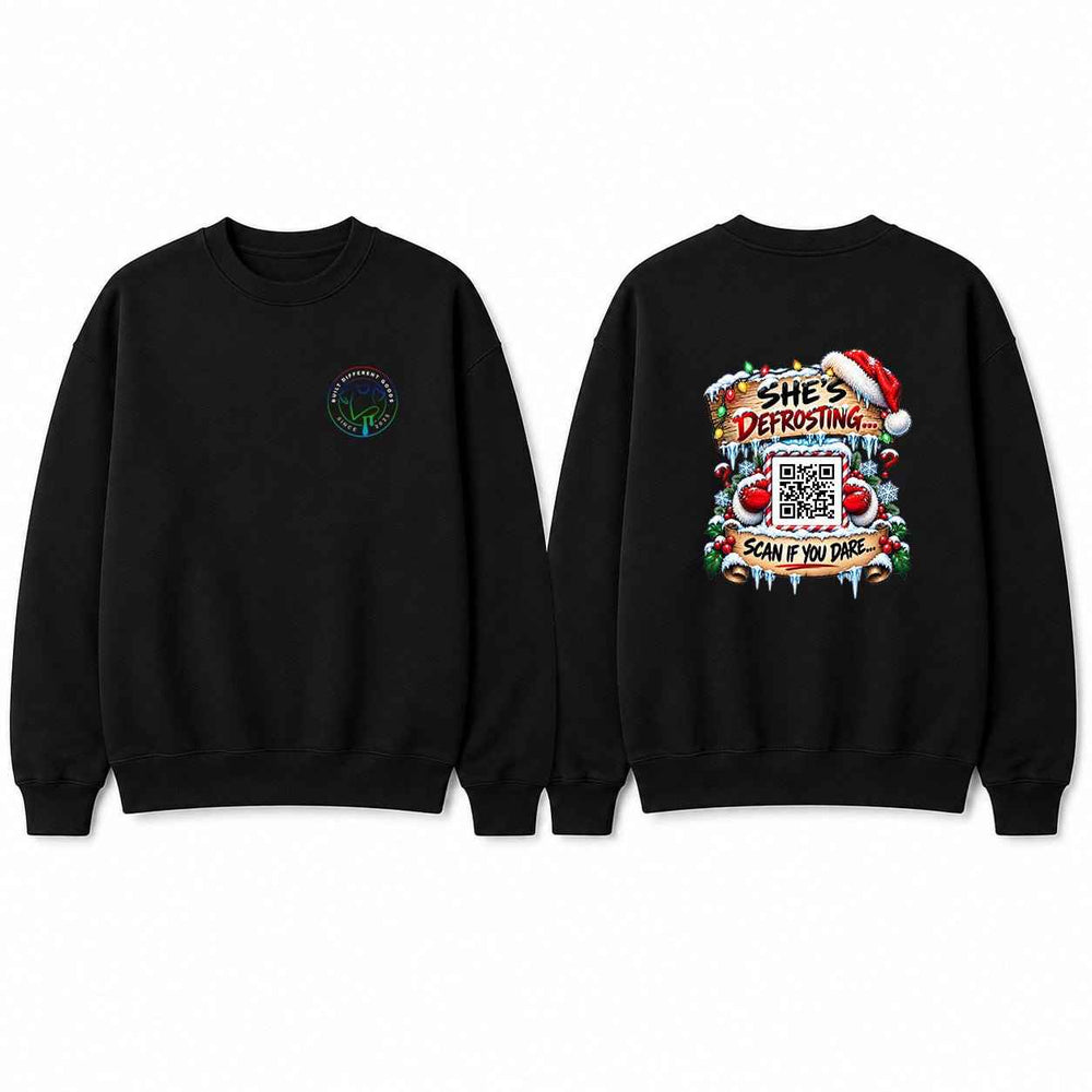 BDG Crew Neck Sweatshirt  - QR - Mariah Carey Christmas - She's Defrosting
