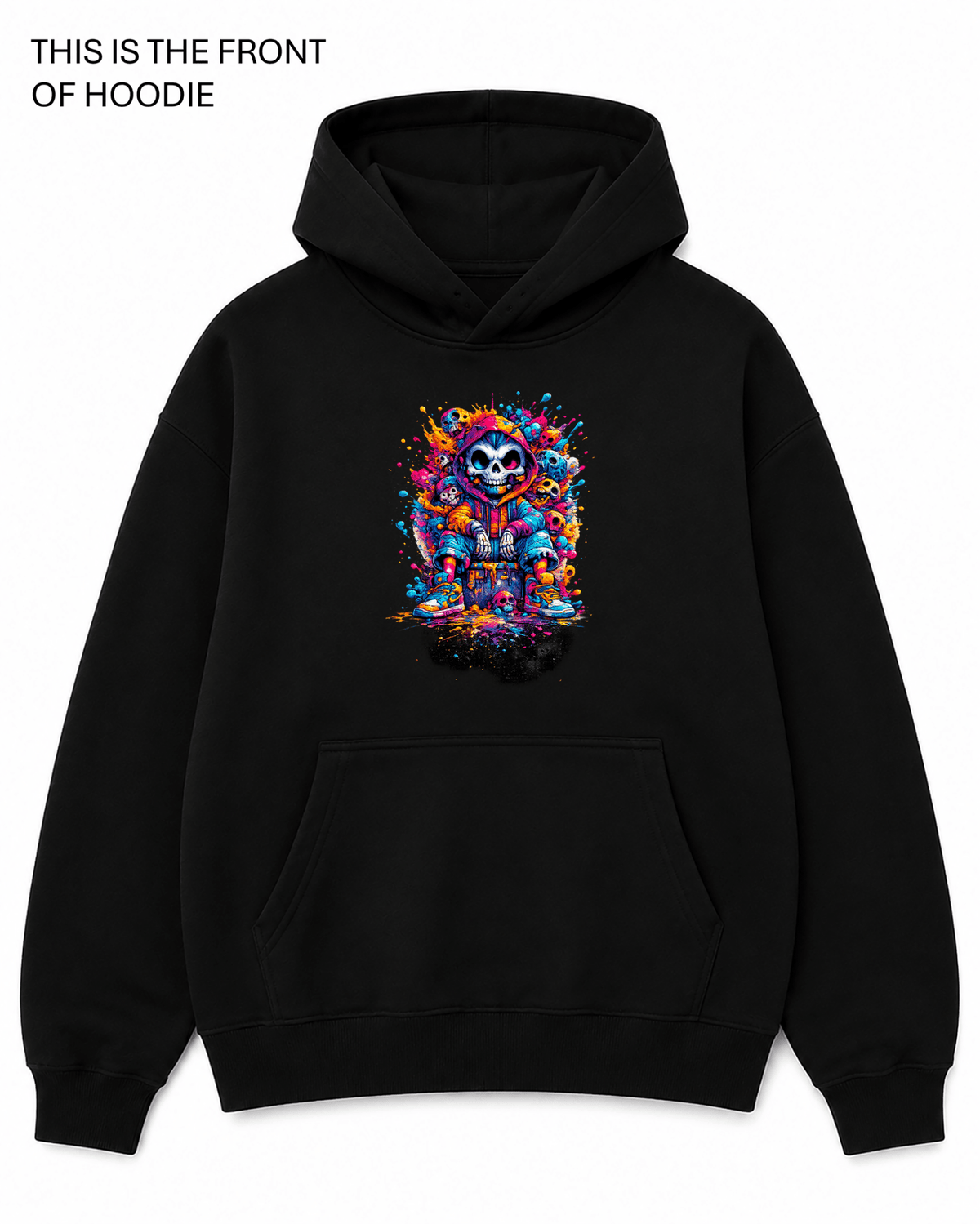 Skull Splatter Graphic Hoodie - Built Different Goods