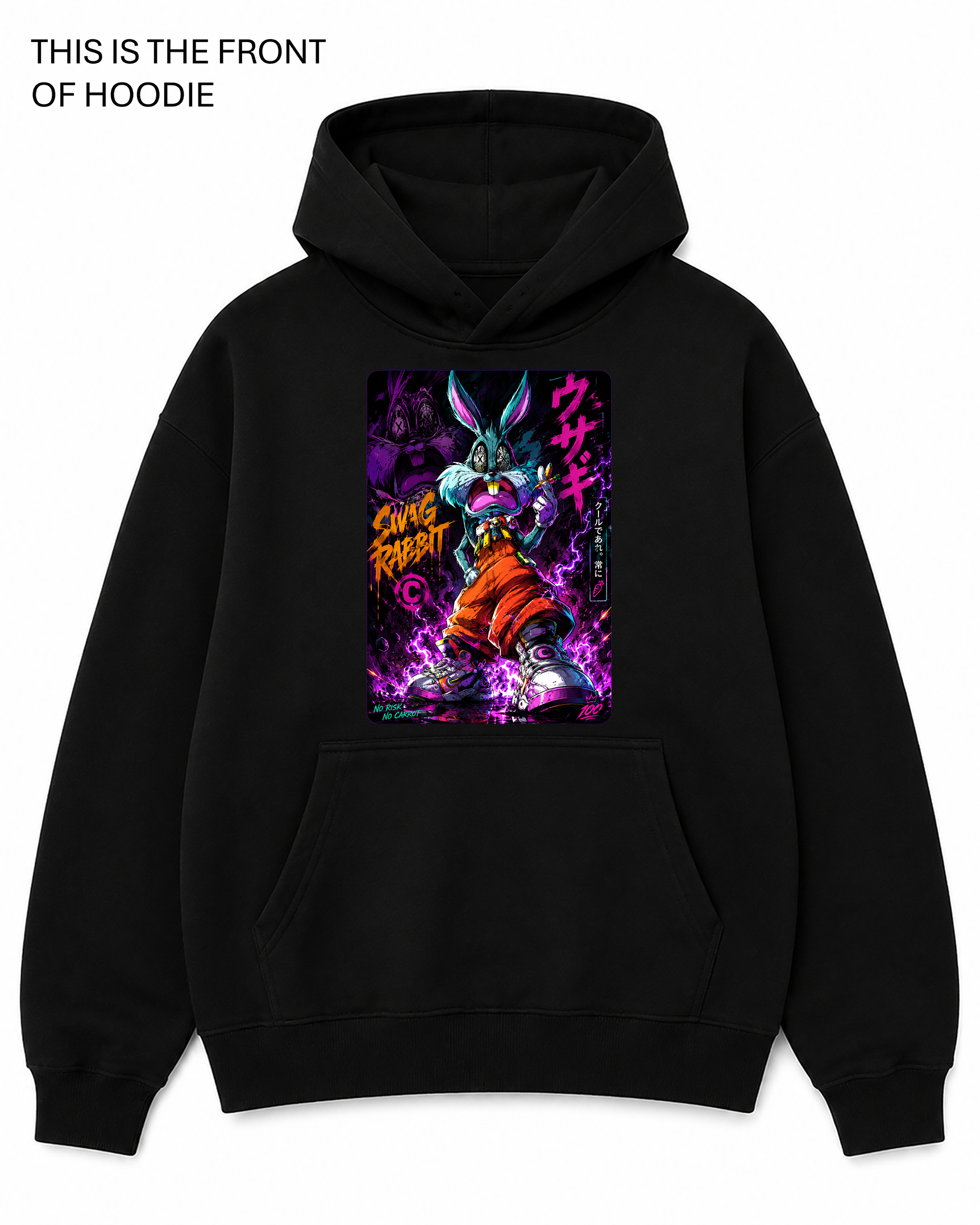 Premium graphic hoodie featuring the Swag Rabbit design by Built Different Goods. Comfortable everyday hoodie available in sizes S to True 5XL.