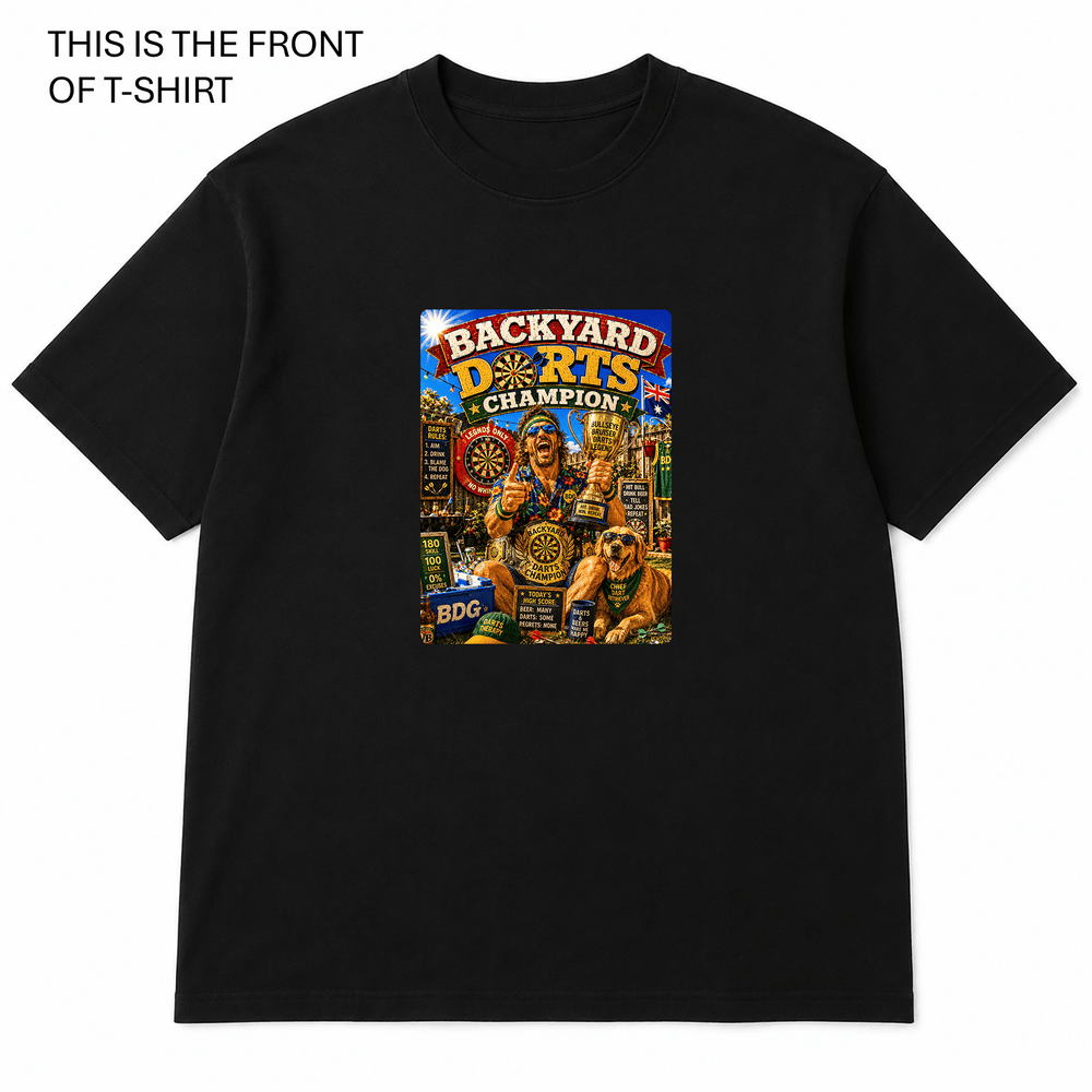 BDG Graphic T-Shirt - Backyard Darts Champion - Built Different Goods