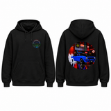 BDG Graphic Hoodie - Neon Garage Burnout with Classic Coupe