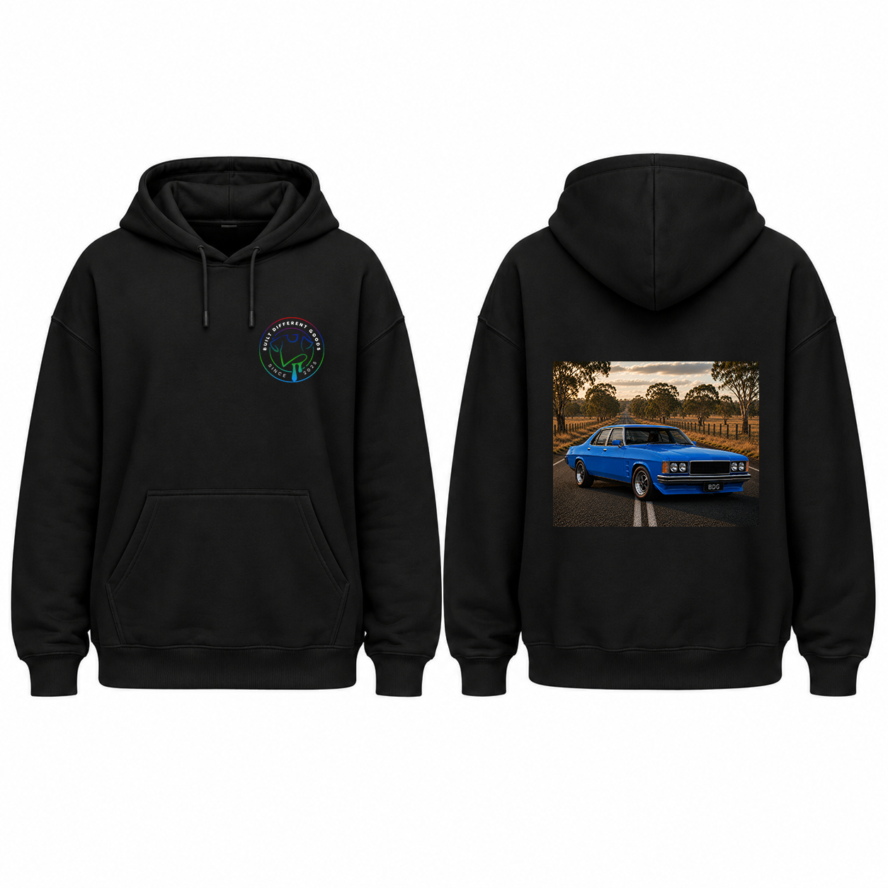 BDG Graphic Hoodie - Retro Muscle Car on Road