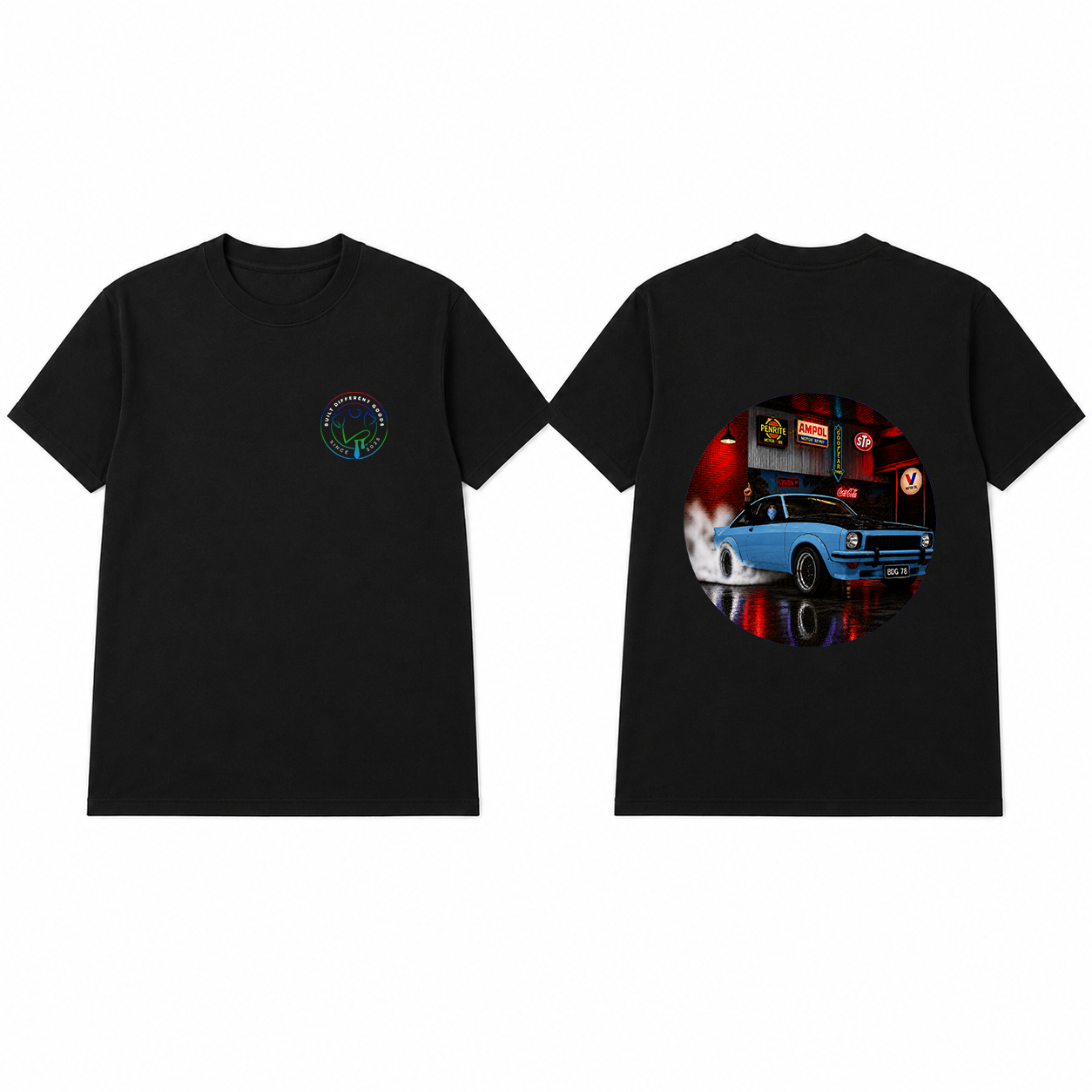 BDG Graphic T-Shirt - Neon Garage Burnout with Classic Coupe