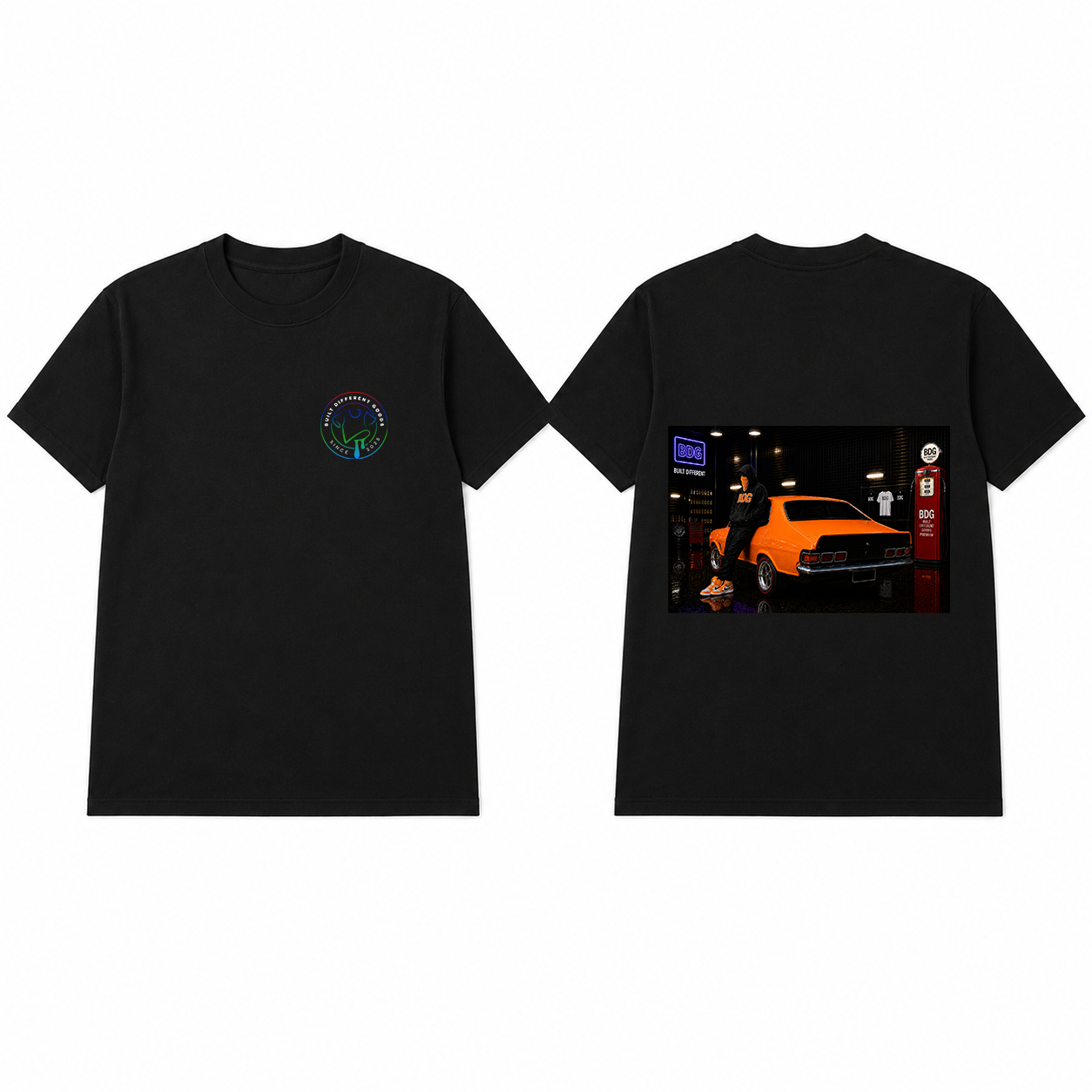 BDG Graphic T-Shirt - Neon Garage Showcase with Classic Coupe