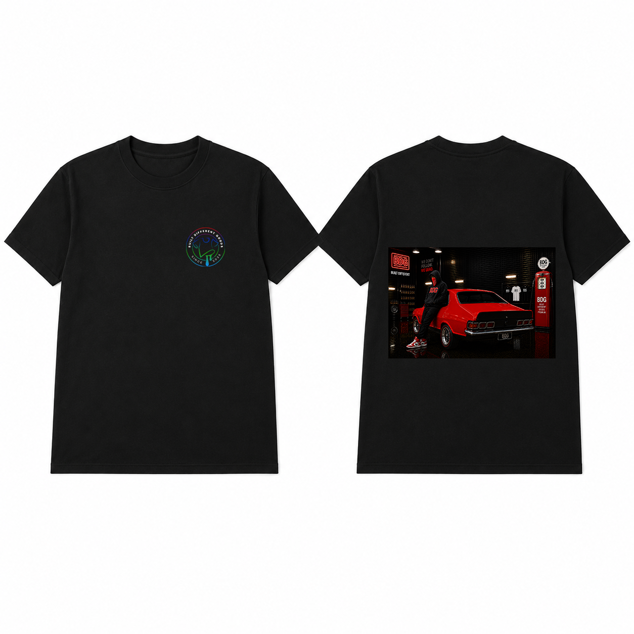 BDG Graphic T-Shirt - Neon Garage Showcase with Classic Coupe