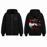 BDG Zip Up Hoodie - Neon Garage Burnout with Classic Coupe