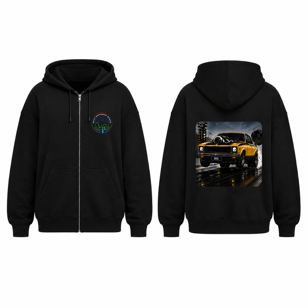 BDG Zip Up Hoodie - 1974 Aussie Classic Drag Car
