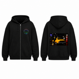 BDG Zip Up Hoodie - Neon Garage Showcase with Classic Coupe