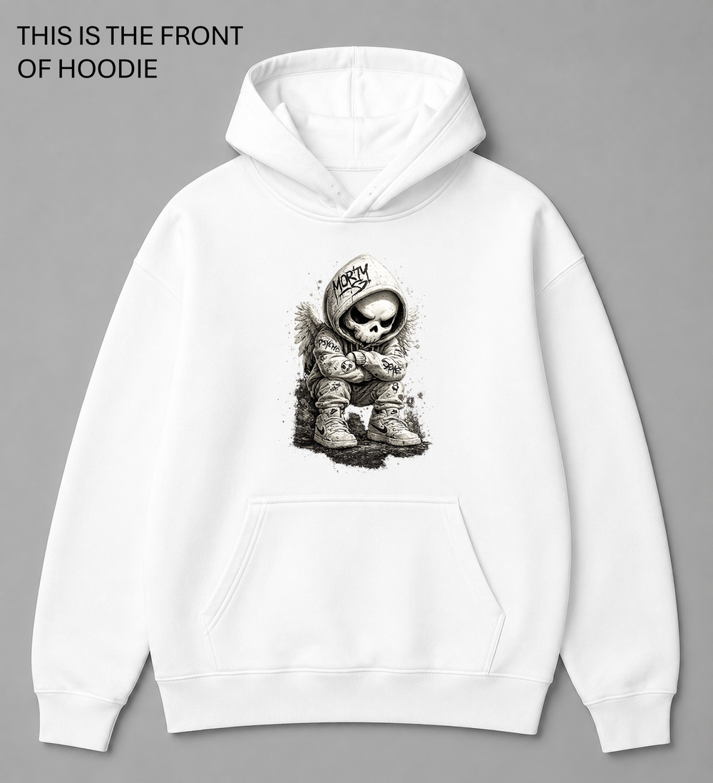 Premium graphic hoodie featuring the white skull design by Built Different Goods. Comfortable everyday hoodie available in sizes S to True 5XL.