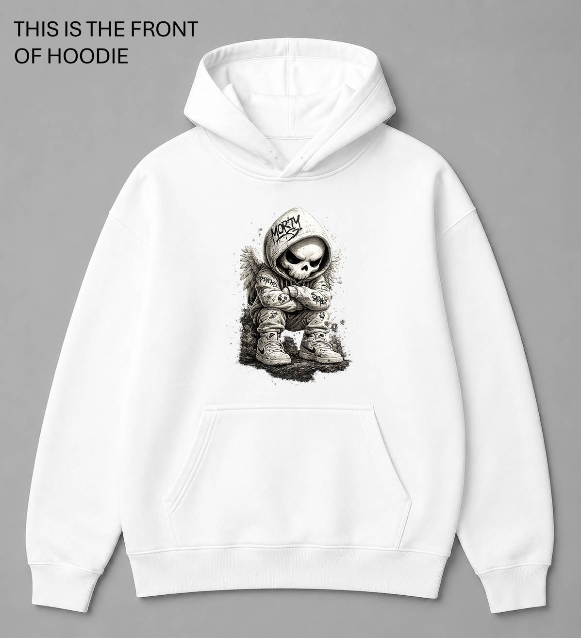 Premium graphic hoodie featuring the white skull design by Built Different Goods. Comfortable everyday hoodie available in sizes S to True 5XL.