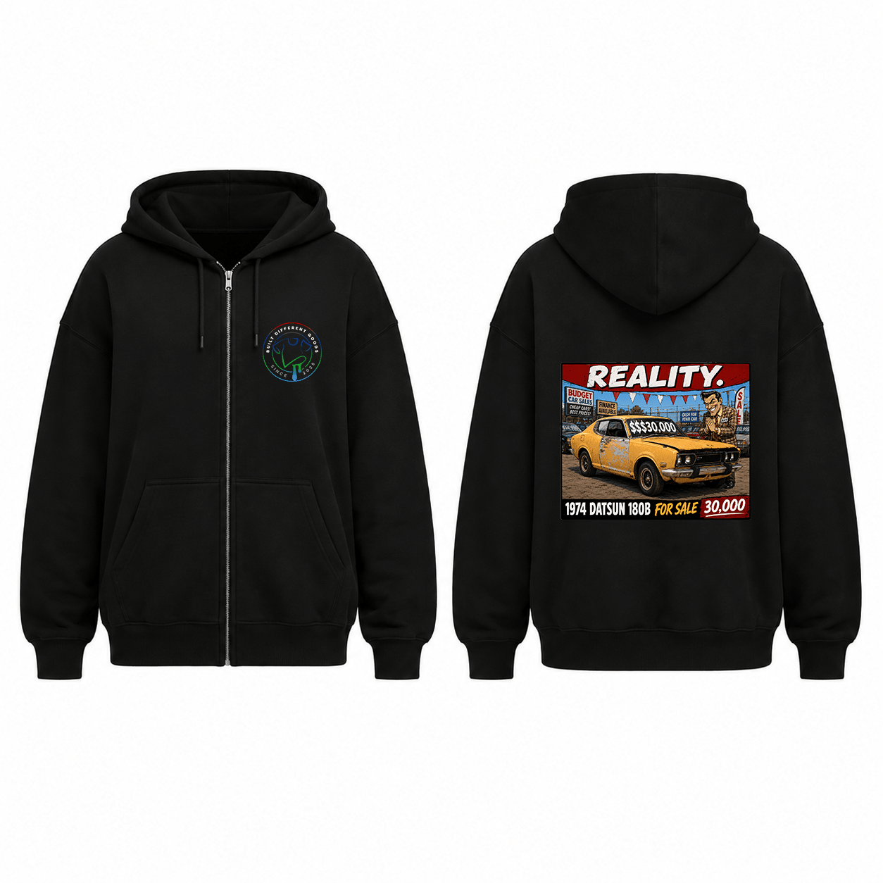BDG Zip Up Hoodie - Datsun Reality - Built Different Goods