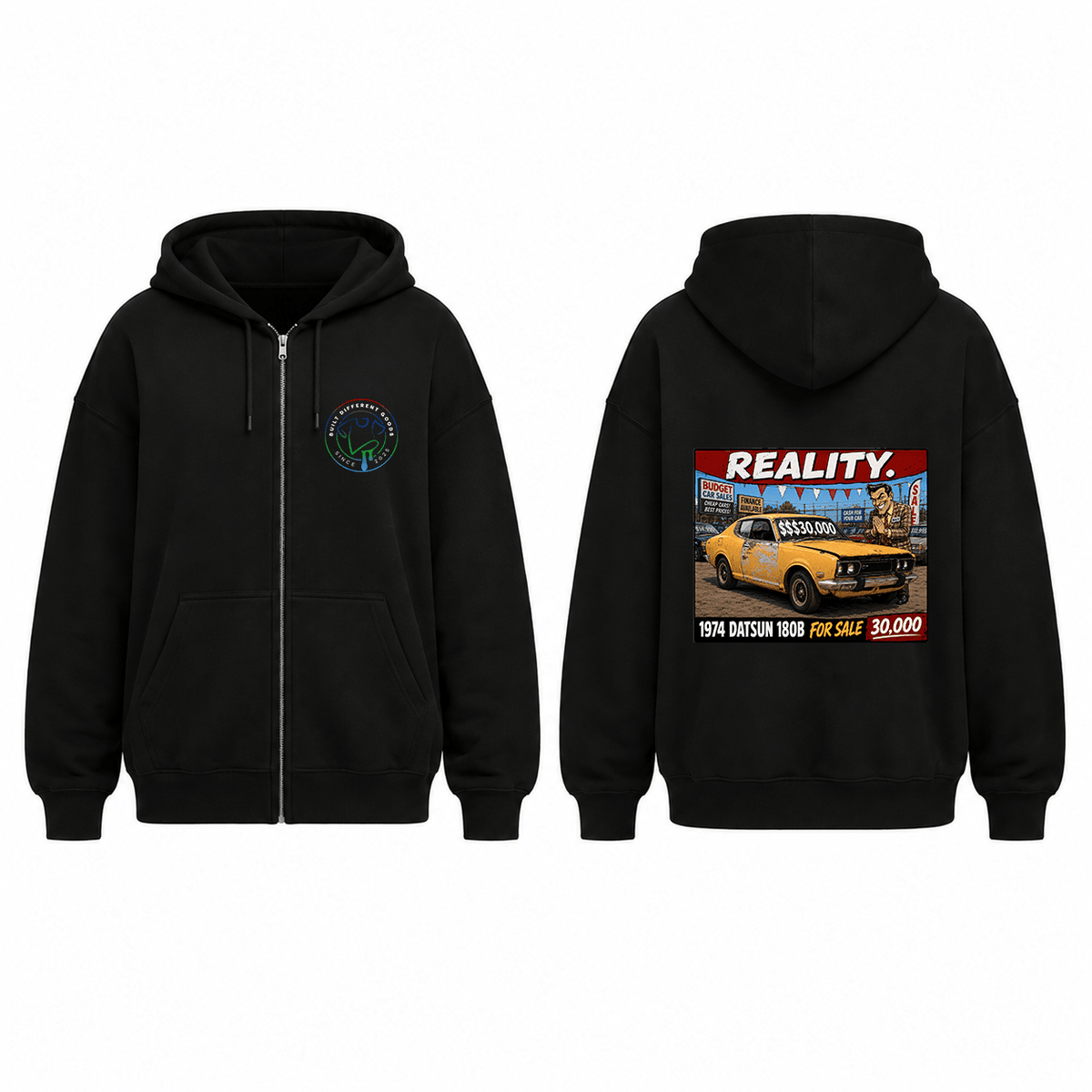 BDG Zip Up Hoodie - Datsun Reality - Built Different Goods