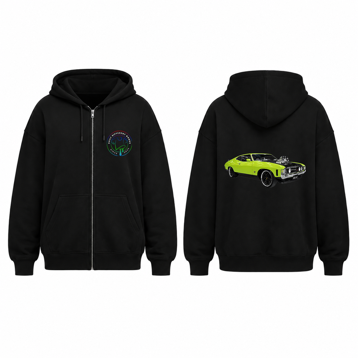 BDG Zip Up Hoodie - Ford 1973 XA GT Lime Green